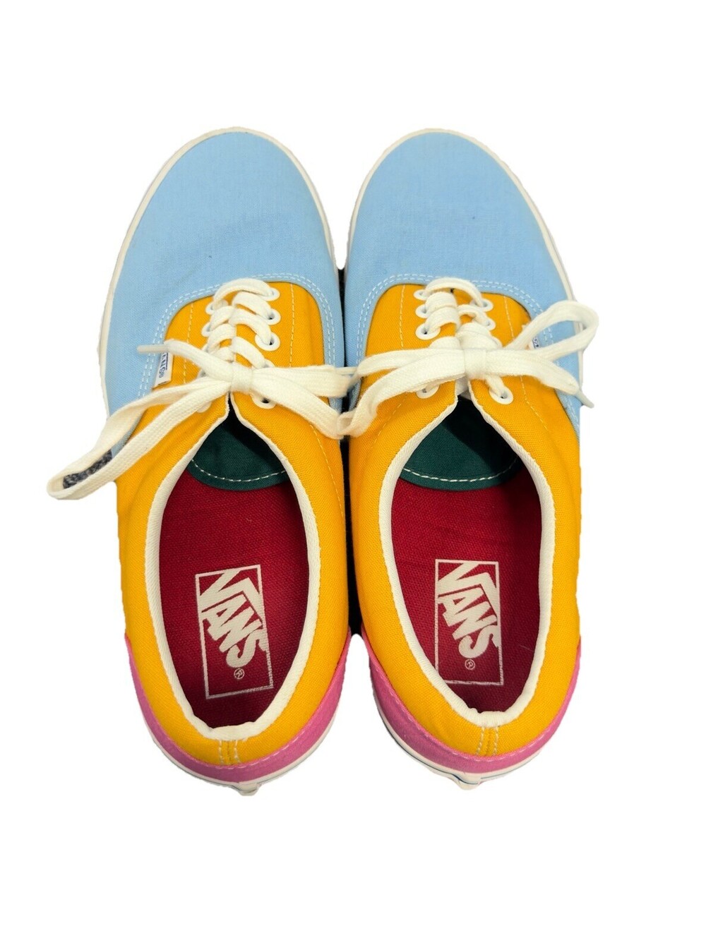 Vans Era Multi Colorblock Low Top Canvas Sneakers Mens 9 Blue Yellow Pink